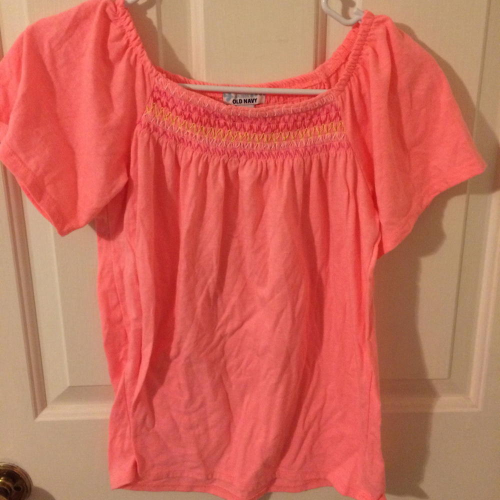 Old Navy Smock top Pink Shirt with Yellow Pattern